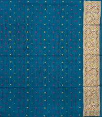 Indigo Woven Art Dupion Saree With Meena Floral Border-BL5963