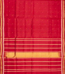 Red Handloom Kanchipuram Silk Saree With Square Buttas