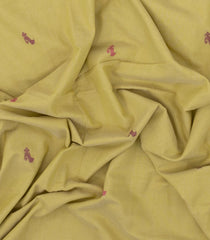 Light Yellow Handwoven Bengal Cotton Saree With Floral Buttas-BG1488