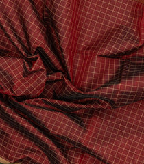 Maroon Handloom Silk Cotton Saree With Zari Checks-SC4037