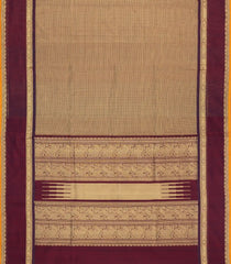 Dark Beige Handloom Silk Cotton Saree With Zari Stripes-SC4543