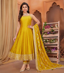 Bright Yellow Festive Anarkali Set-RC5533
