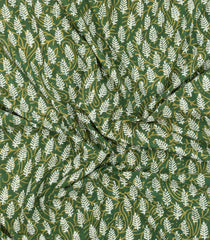 Green Printed Jaipur Cotton Saree With Floral Motifs-JC1800