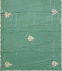 Aquamarine Woven Art Tissue Saree With Embroidered Floral Motifs & Selvage-BL4653