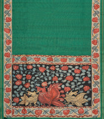 Sea Green Printed Synthetic Tussar Silk Saree With Contrast Border-SY0100