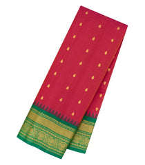 Red Handloom Gadwal SICO Saree With Cotton Body & Silk Border-GA0392