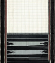 White Handloom Korvai Kanchipuram Silk Saree With Black Silk Border-KA16667