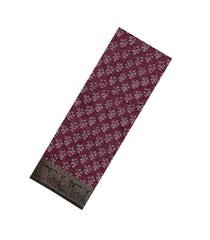 Burgundy Printed Chanderi Cotton Saree With Zari Border-CC1620