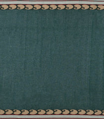 Bottle Green Handwoven Bengal Cotton Saree With Mango Buttas-BG1467
