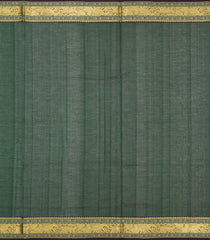 Bottle Green Handloom Silk Cotton Saree With Gandaberunda Buttas-SC4010