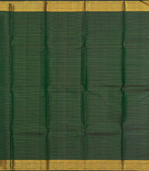 Bottle Green Handloom Kanchipuram Silk Saree With Checks & Annam Buttas