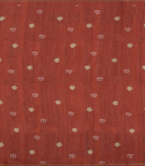 Rust Printed Synthetic Tussar Silk Saree With Contrast Border-SY0111