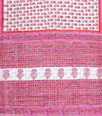 White Printed Jaipur Cotton Saree With Floral Motifs-JC1505