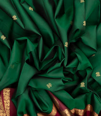 Dark Green Handloom Soft Silk Saree With Buttas & Contrast Border-SO4052