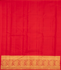 Red Handloom Kanchipuram Silk Saree With Zari Stripes-KA16066