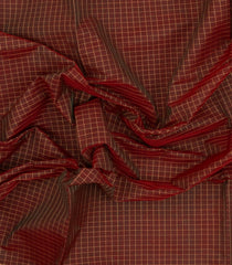Maroon Handloom Silk Cotton Saree With Checks-SC4199