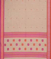 Taupe Handloom Bengal Cotton Saree With Floral Motifs-BG1628