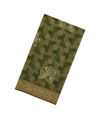 Green Printed Synthetics Dola Silk Saree With Floral Zari Motifs-BL5248