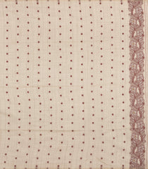 Taupe Woven Synthetic Dupion Saree With Crimson Floral Buttas-BL5050