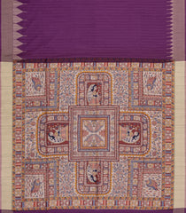 Purple Printed Art Dupion Saree With Madhubani Pallu-BL5062
