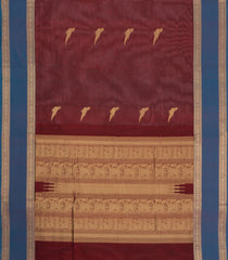 Maroon Handloom Silk Cotton Saree With Zari Buttas & Contrast Border-SC4819