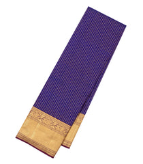 Dark Blue Handloom Kanchipuram Silk Saree With Zari Checks -KA14433