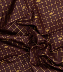 Dark Brown Handloom Kanchipuram Silk Saree With Zari Checks & Buttas-KA15944