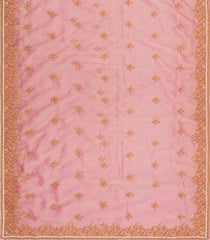 Baby Pink Woven Blended Tissue Saree With Embroidered Meena Floral Motifs-BL4864