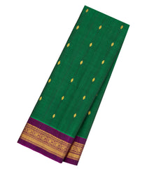 Green Handloom Gadwal Silk Cotton Saree With Buttas -GA0283