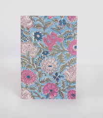 Light Blue 9 X 6 Inch Bagru Dabu Block Printed 96 Page Handmade Notebook-ACS1005