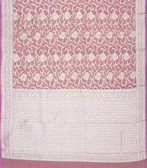 Dusty Pink Handwoven Banarasi Khadi Georgette Tissue Saree With Floral Motifs-BE1733