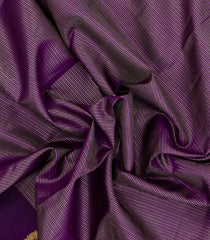 Dark Purple Handloom Kanchipuram Silk Saree With Zari Stripes-KA15281