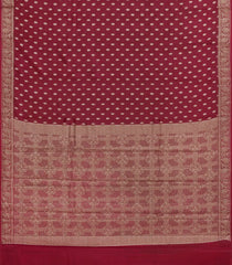 Maroon Woven Tussar Silk Saree With Floral Buttas-TU3425