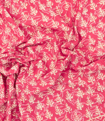 Peach Woven Jaipur Cotton Saree With Printed Floral Motifs-JC1422