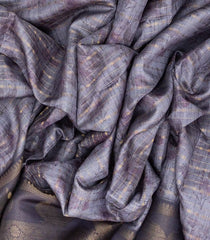Grey Woven Art Tussar Silk Saree With Printed Floral Motifs-BL3697