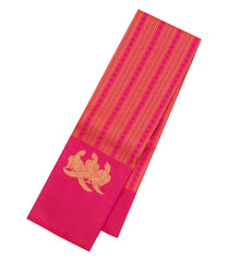 Hot Pink Handloom Kanchipuram Silk Saree With Stripes & Buttas-KA15722