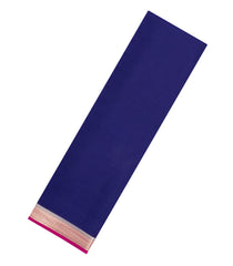 Navy Blue Woven Mysore Silk Saree With Contrast Border-MS3750