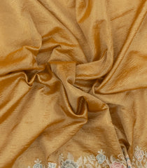 Gold Woven Crushed Tissue Saree With Embroidered Meena Floral Motifs EN1785
