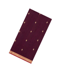 Dark Maroon Handloom Maheswari Silk Cotton Saree With Floral Buttas-SC4899