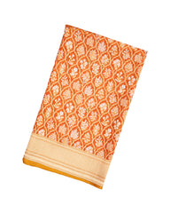 Mustard Handloom Organza Satin Soft Silk Saree With Floral Vine Motifs-SO4081