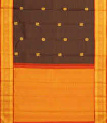 Dark Maroon Handloom Korvai Kanchipuram Silk Saree With Stripes & Buttas-KA14856