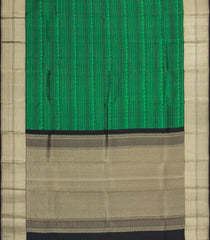 Black Handloom Kanchipuram Silk Saree With Annam Thread work Motifs-KA14789