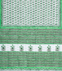 White Printed Jaipur Cotton Saree With Floral Motifs-JC1457