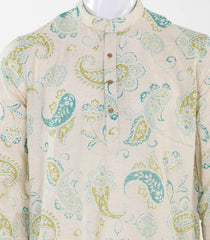 Beige Mid Length Kurta with floral print -EW1110