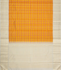 Mustard Handloom Korvai Kanchipuram Silk Saree With Silk Checks-KA16219