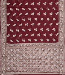 Brown Woven Dupion Silk Saree With Floral Buttas-DS0568