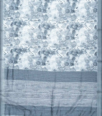 Off White Woven Synthetic Jute Saree With Printed Floral Motifs-BL4174