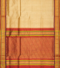 Sandal Handloom 9 Yards Korvai Silk Cotton Saree With Contrast Border-SC3781