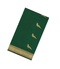 Green Handloom Silk Cotton Saree With Buttas-SC4334