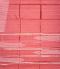 Dark Peach Handloom Tussar Silk Saree With Pin Stripes-Dark Peach